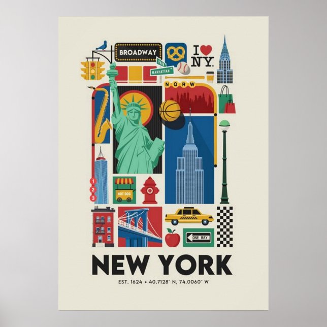 poster, nyc skyline art, manhattan w poster (Framsidan)