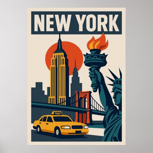 poster, nyc skyline art, manhattan w poster (Framsidan)