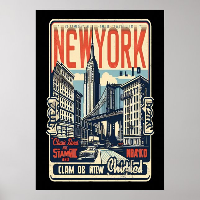 poster, nyc skyline art, manhattan w poster (Framsidan)