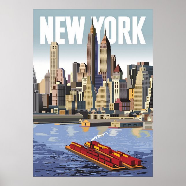 poster, nyc skyline art, manhattan w poster (Framsidan)
