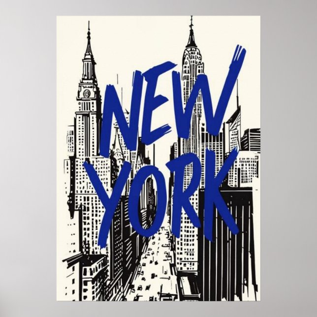 poster, nyc skyline art, manhattan w poster (Framsidan)