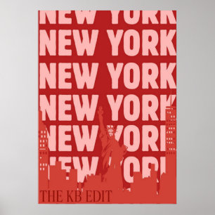 poster, nyc skyline art, manhattan w poster