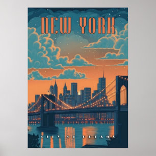 poster, nyc skyline art, manhattan w poster