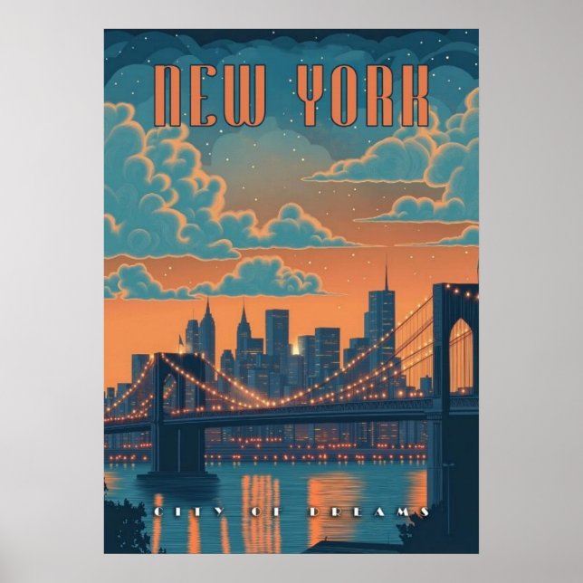 poster, nyc skyline art, manhattan w poster (Framsidan)