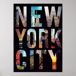 poster, nyc skyline art, manhattan w poster