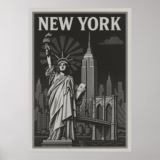 poster, nyc skyline art, manhattan w poster (Framsidan)