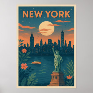 poster, nyc skyline art, manhattan w poster