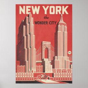 poster, nyc skyline art, manhattan w poster