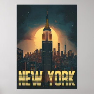 poster, nyc skyline art, manhattan w poster