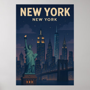 poster, nyc skyline art, manhattan w poster