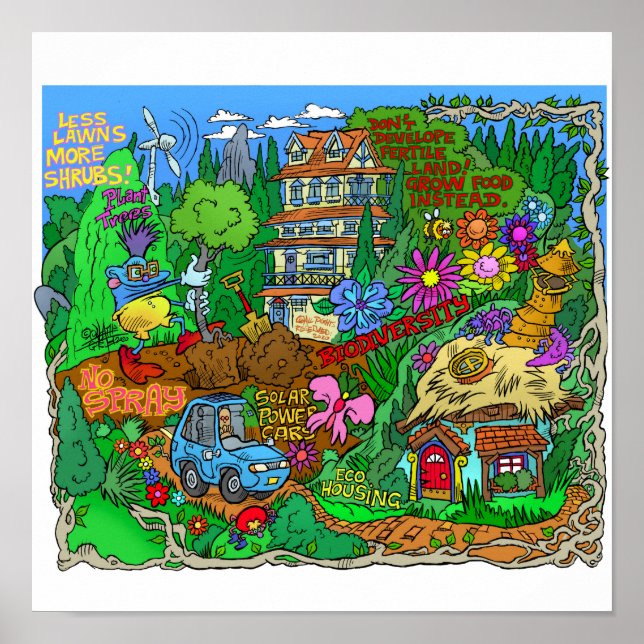 Poster om en miljövänlig livsstil. (Framsidan)