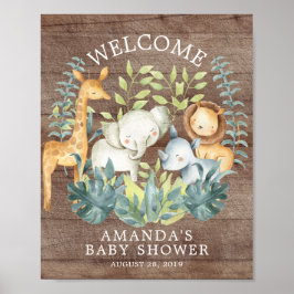 Poster om välkomstbabystölder för Rustic Wood Jung