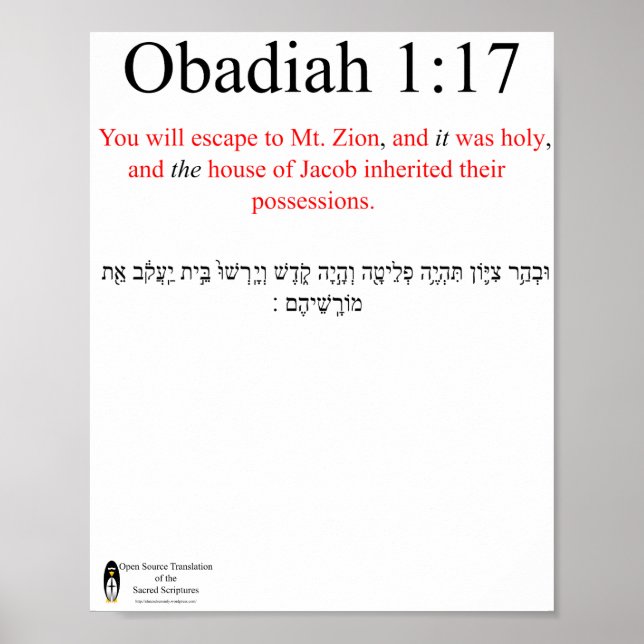 Poster Open Source Translation Obadiah 1:17 (Framsidan)