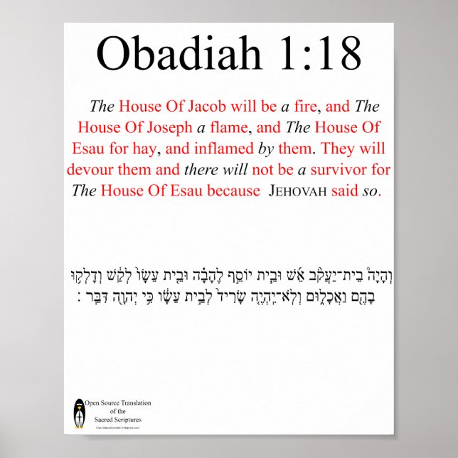 Poster Open Source Translation Obadiah 1:18 (Framsidan)