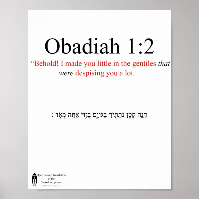 Poster Open Source Translation Obadiah 1:2 (Framsidan)