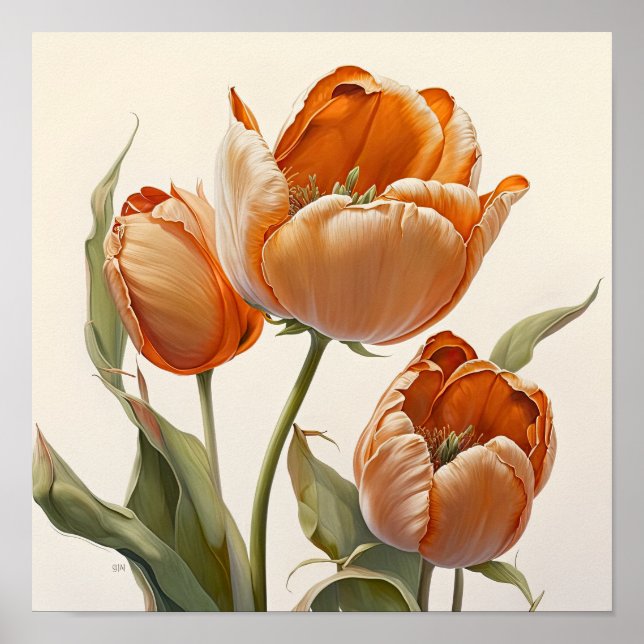 Poster orange Tulips Flower Art-utskrift (Framsidan)