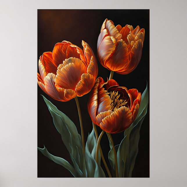 Poster orange Tulips Flower Art-utskrift (Framsidan)