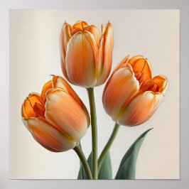 Poster orange Tulips Flower Art-utskrift