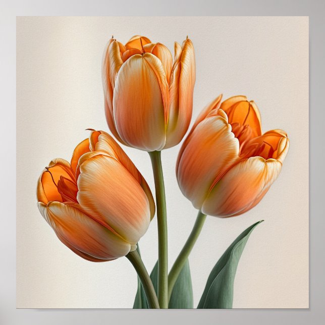 Poster orange Tulips Flower Art-utskrift (Framsidan)