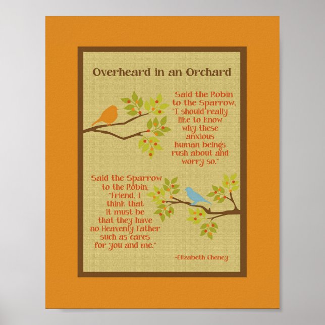 poster "Överhört i en Orchard" (Robin & Sparrow) (Framsidan)