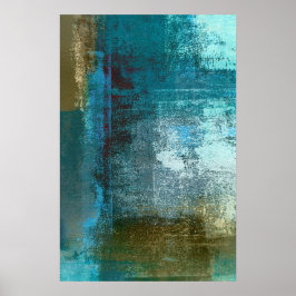 poster "Oversight" Teal Abstrakt Art Skriv ut