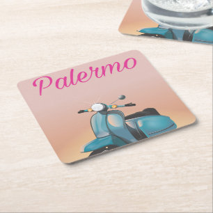 Poster Palermo Italien Scooter Underlägg Papper Kvadrat