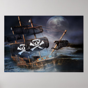 Poster Papper PIRAT GHOST-FRAKT STRANAD PÅ STEN