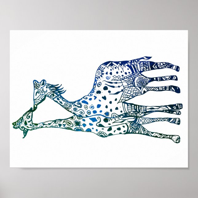 Poster Pappert Giraffes Kiss Art Teckning (Framsidan)