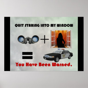 Poster Peeping Tom Warning Sign