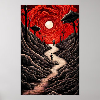 Poster Pessoa Caminhando Paisagens Surrealista