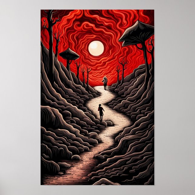 Poster Pessoa Caminhando Paisagens Surrealista (Framsidan)