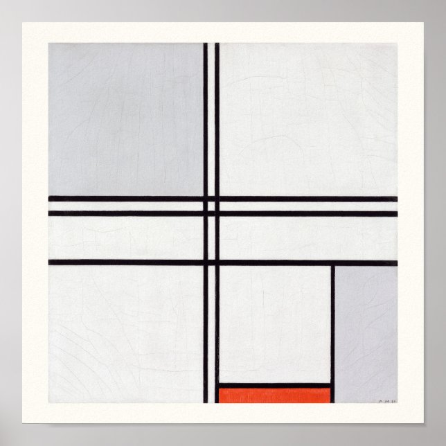 POSTER: PIET MONDRIAN: GRÅTT - RED 1935 POSTER (Framsidan)