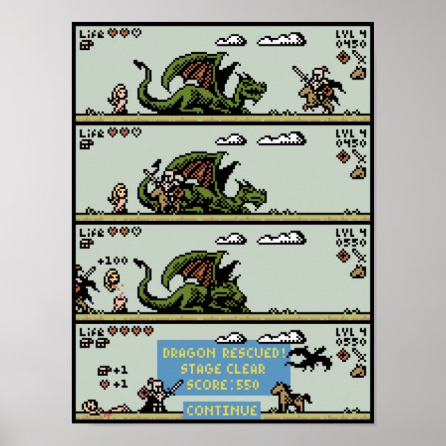 Poster Pixel Art- för Dragon Rädding (Framsidan)