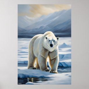 Poster Polar Bear Målarfärg