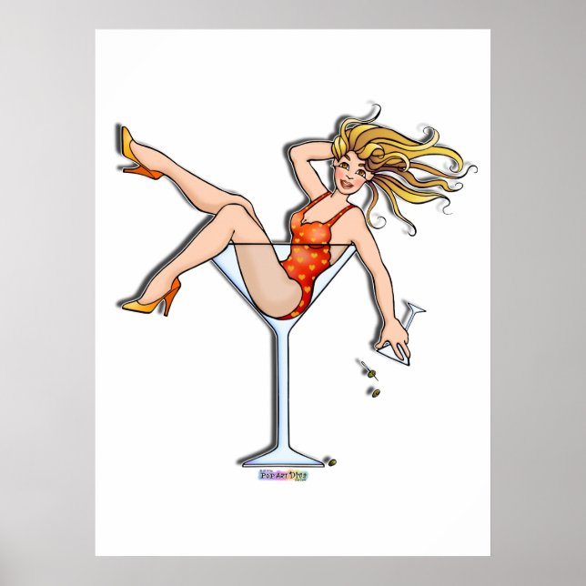 Poster, Prints - Girl in a Martini Glass, Olivia Poster (Framsidan)