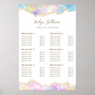 Poster Pris lista med blå opal design