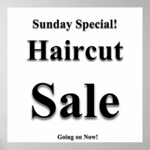 Poster projektionsyta för söndag Haircut Sale