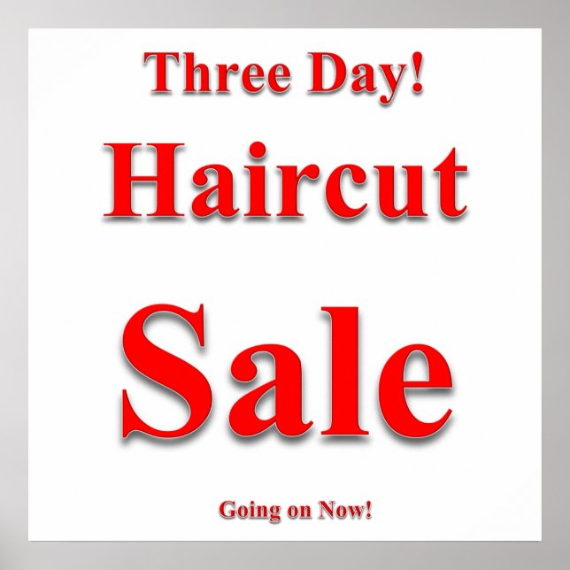 Poster projektionsyta med tre dagars Haircut Sale (Framsidan)