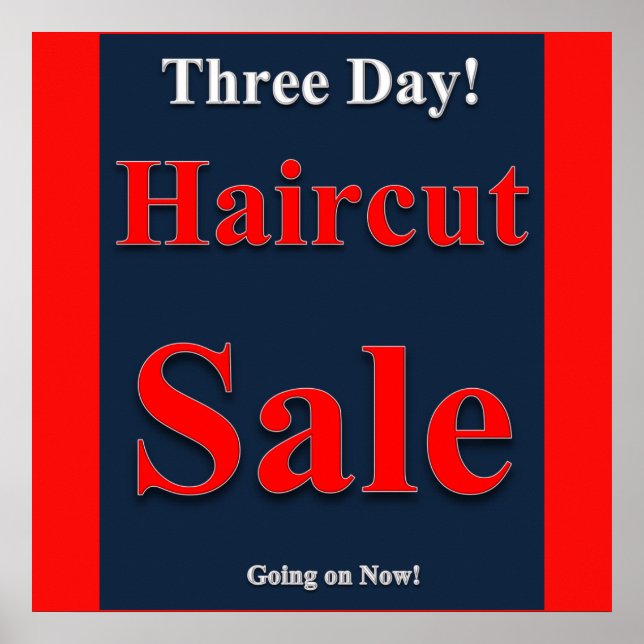 Poster projektionsyta med tre dagars Haircut Sale (Framsidan)