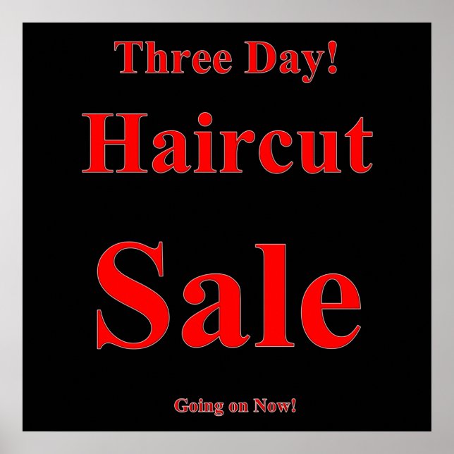 Poster projektionsyta med tre dagars Haircut Sale (Framsidan)