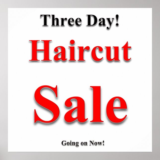 Poster projektionsyta med tre dagars Haircut Sale (Framsidan)