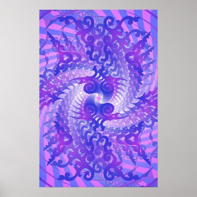 Poster: Psychedelic Lila Spiral: Vector Art Poster (Framsidan)