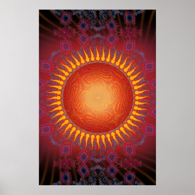Poster: Psychedelic Sol: Spiral Fractal Design Poster (Framsidan)