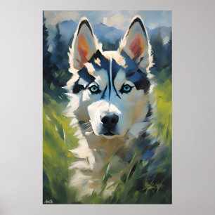 Poster   Puppy Siberian husky   OLJEMÅLNING STIL