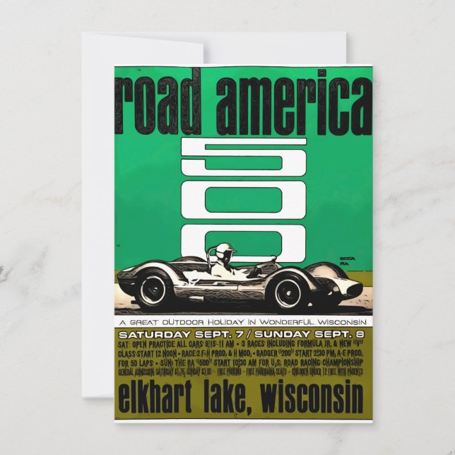 Poster ,Race America 500, Elkhart Lake Inbjudningar (Framsida)
