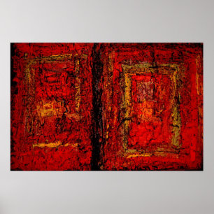 Poster Red African Abstrakt Painting Art Print