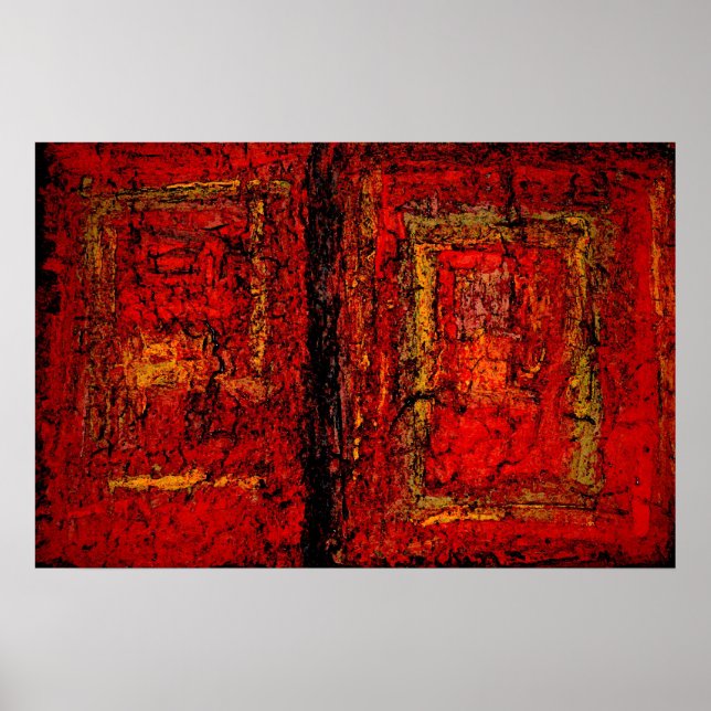Poster Red African Abstrakt Painting Art Print (Framsidan)