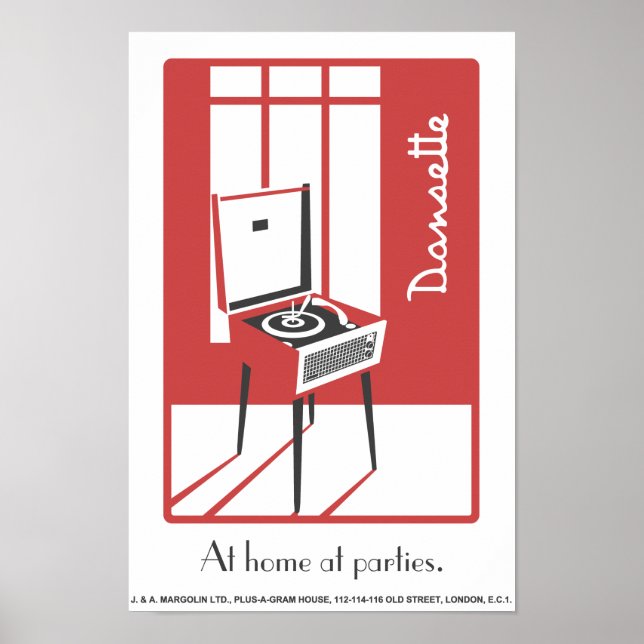 Poster Red Retro Dansette-postspelare (Framsidan)