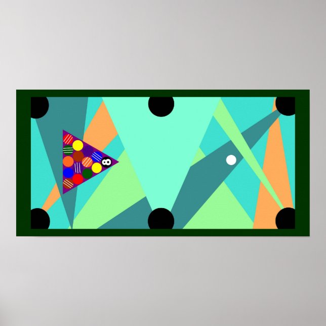 POSTER &Redo för BILLIARDS-ABSTRAKTEN Bassäng Bord (Framsidan)