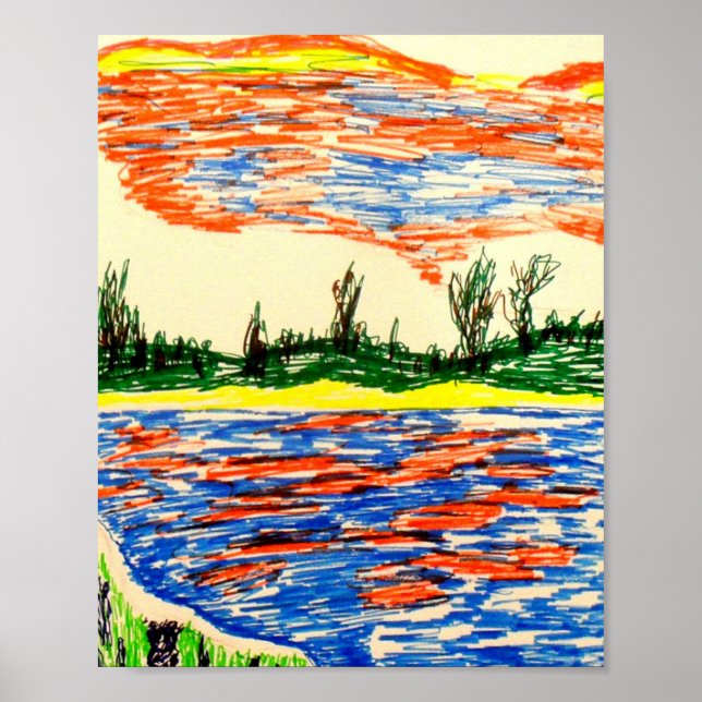 Poster: Reflekterande vy över himlar och hav. Poster (Framsidan)